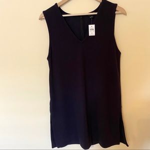 NWT Ann Taylor Navy Blue V-neck Sleeveless Tunic